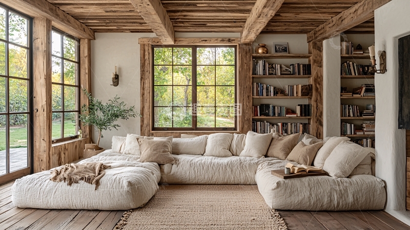 高清大图下载【趣麦麦图】明亮木质感客厅