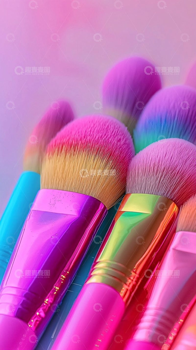 高清大图下载【趣麦麦图】彩虹色化妆刷