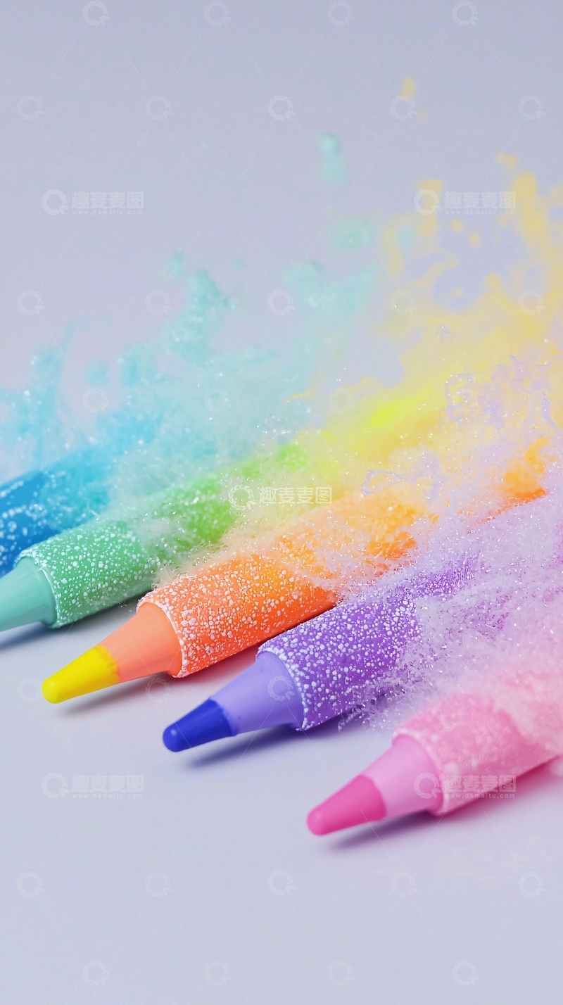 高清大图下载【趣麦麦图】彩色蜡笔爆炸效果图