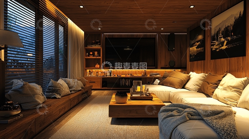 高清大图下载【趣麦麦图】现代简约木质家庭影院