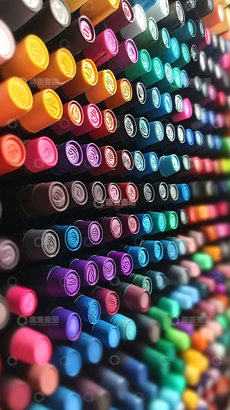 高清大图下载【趣麦麦图】彩色笔帽特写
