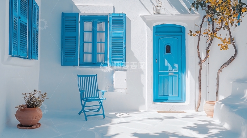 高清大图下载【趣麦麦图】蓝白希腊风格建筑