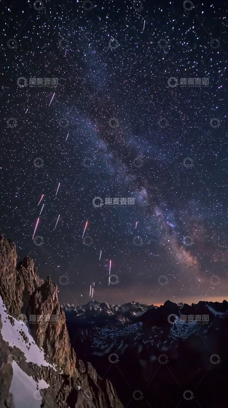 高清大图下载【趣麦麦图】星空下的雪山