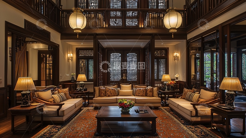 高清大图下载【趣麦麦图】豪华复古客厅