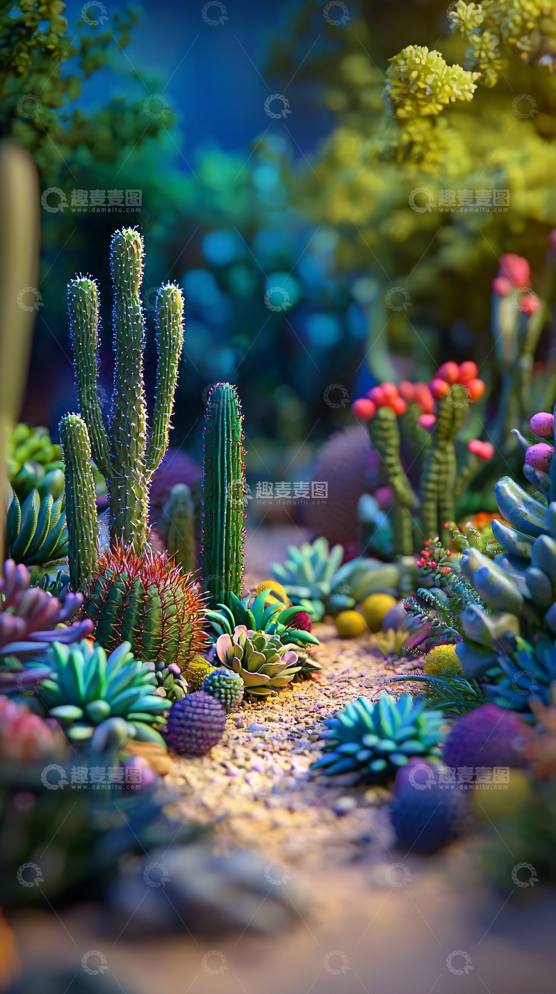 高清大图下载【趣麦麦图】梦幻仙人掌多肉植物