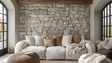 石头墙沙发休闲区