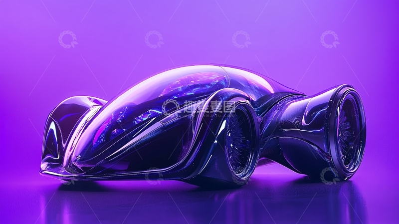 高清大图下载【趣麦麦图】紫色背景下的未来概念跑车
