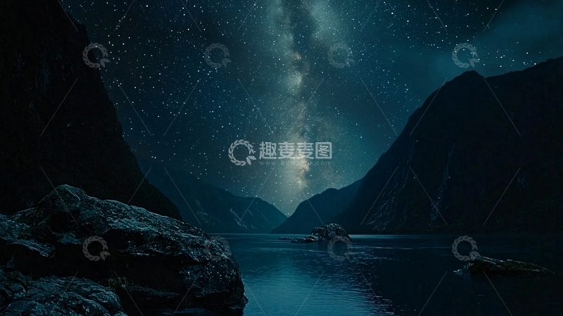 高清大图下载【趣麦麦图】星空下的峡湾
