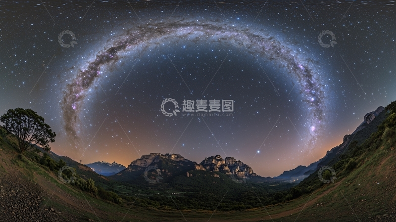 高清大图下载【趣麦麦图】环绕山峦的银河