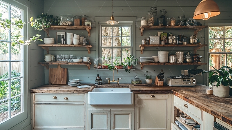 高清大图下载【趣麦麦图】乡村风格的开放式厨房