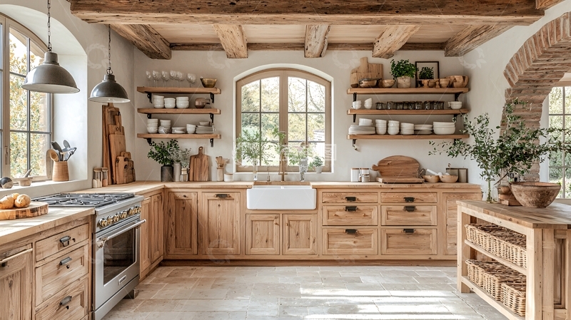 高清大图下载【趣麦麦图】乡村风木质厨房