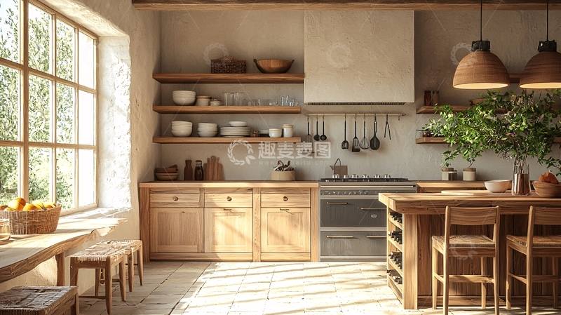 高清大图下载【趣麦麦图】原木厨房