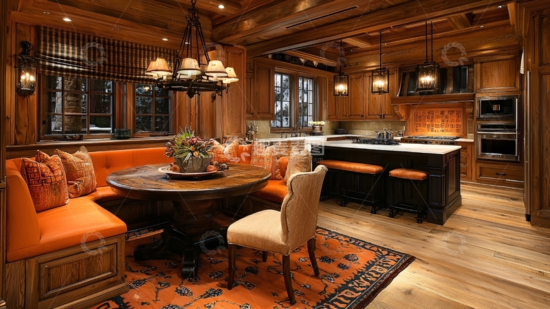 高清大图下载【趣麦麦图】温馨木质风厨房餐厅