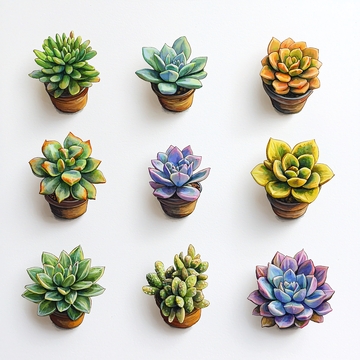 九盆多肉植物盆栽