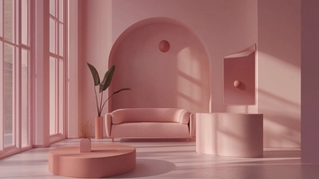 粉色系极简家居空间