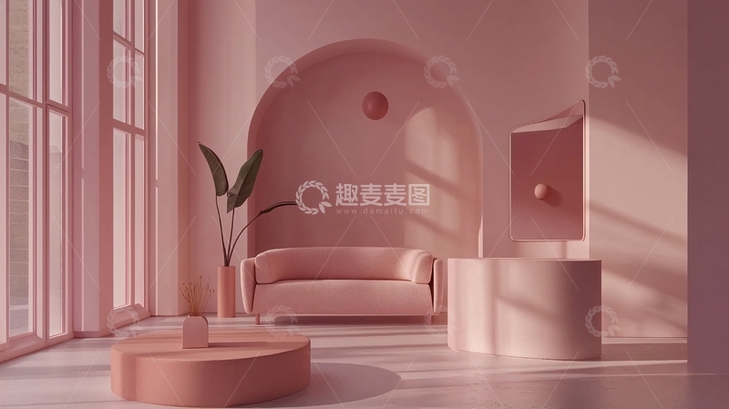 高清大图下载【趣麦麦图】粉色系极简家居空间