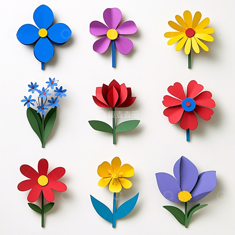 高清大图下载【趣麦麦图】彩色手工纸花