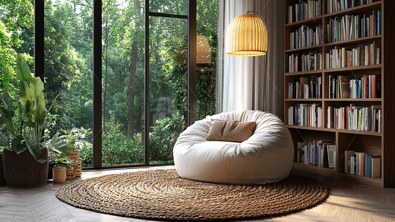 高清大图下载【趣麦麦图】窗边舒适的休闲阅读角