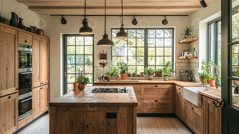 高清大图下载【趣麦麦图】木质乡村风厨房