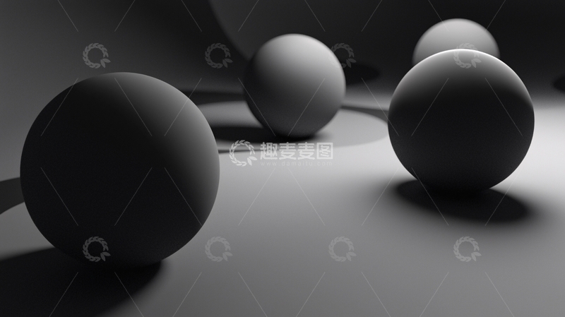 高清大图下载【趣麦麦图】暗色背景下四个球体
