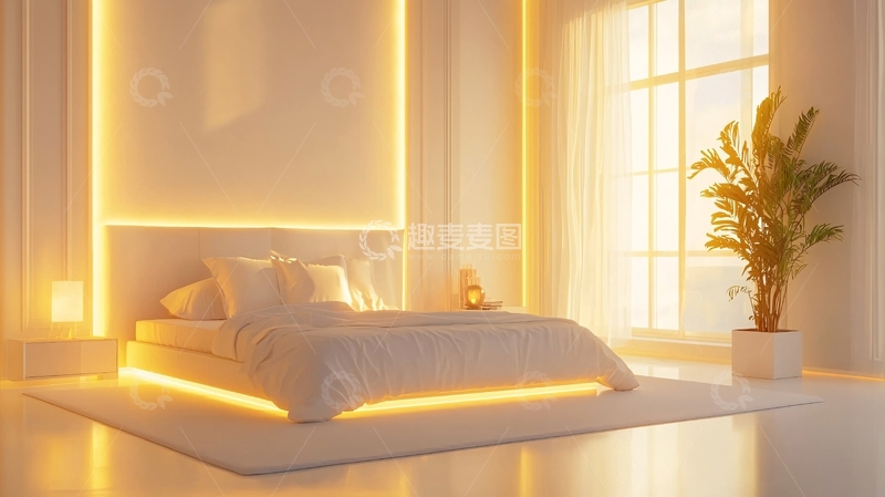高清大图下载【趣麦麦图】暖光卧室氛围灯带