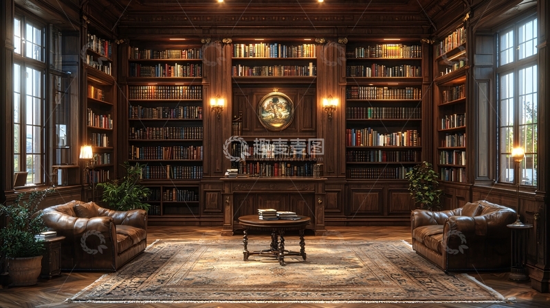 高清大图下载【趣麦麦图】复古书房