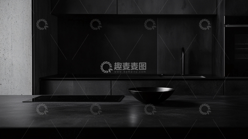 高清大图下载【趣麦麦图】极简黑色厨房