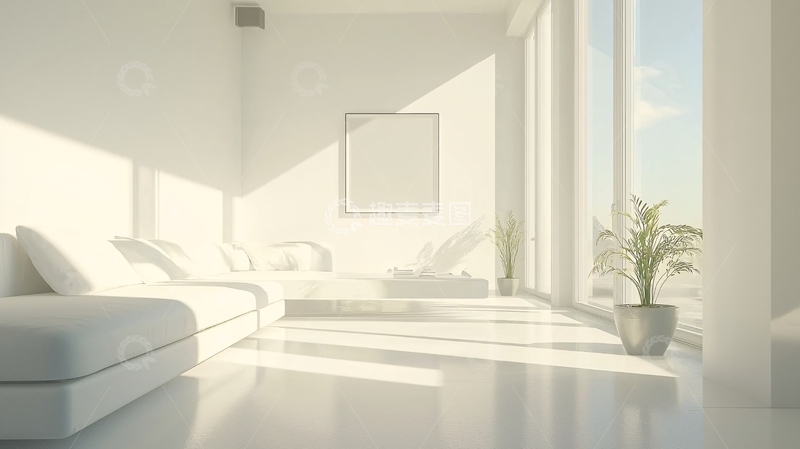 高清大图下载【趣麦麦图】极简白色现代客厅