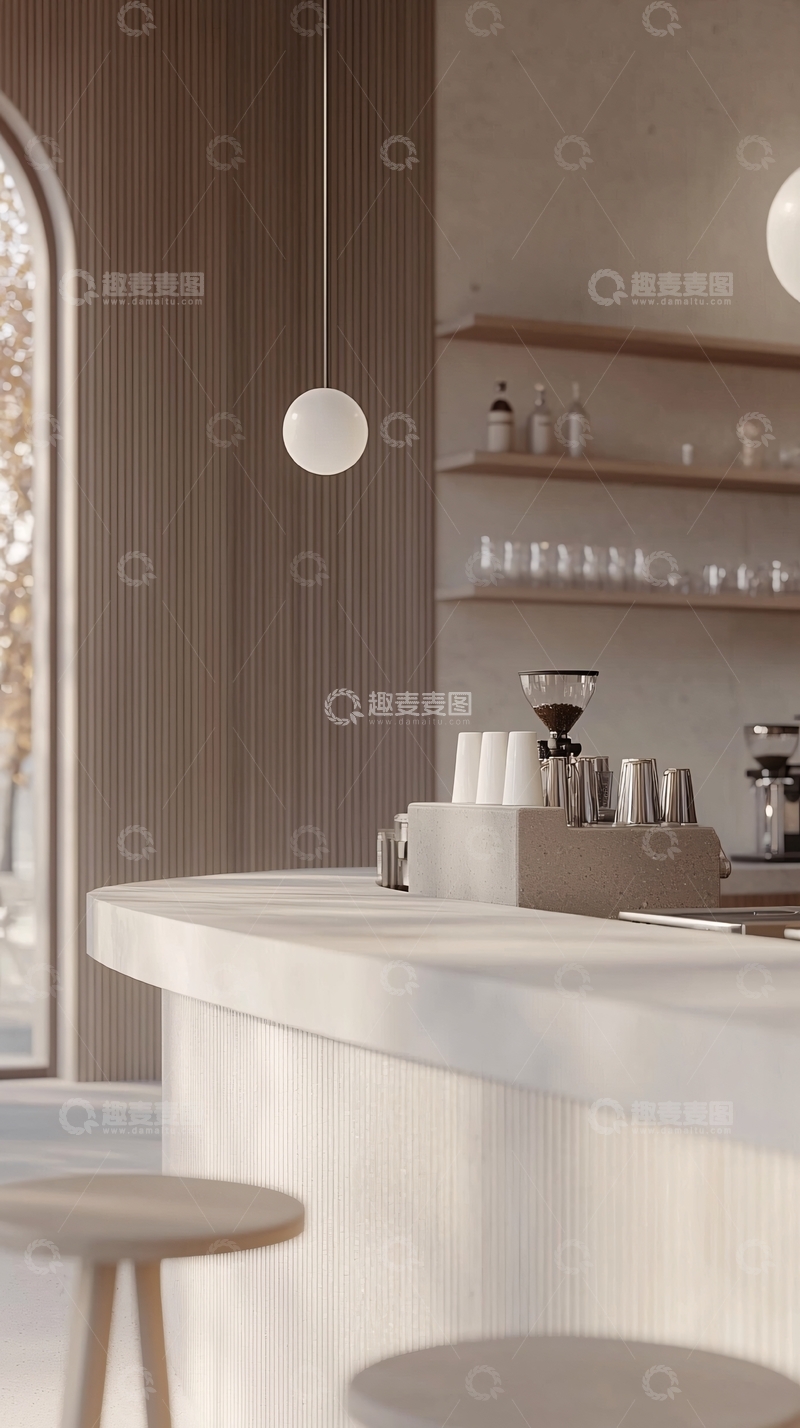 高清大图下载【趣麦麦图】极简风咖啡馆吧台