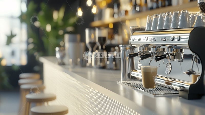 高清大图下载【趣麦麦图】现代咖啡馆吧台意式咖啡机