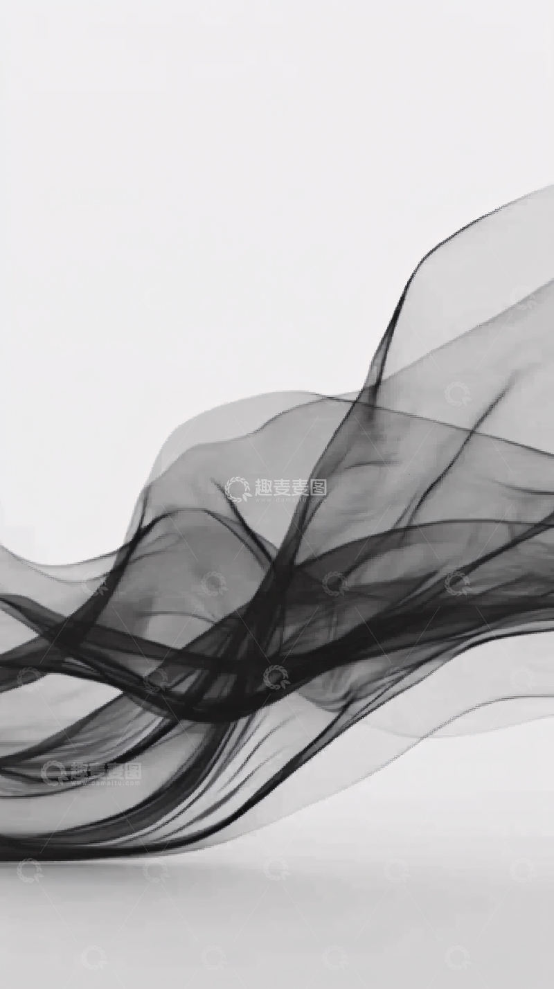 高清大图下载【趣麦麦图】黑白飘逸丝带