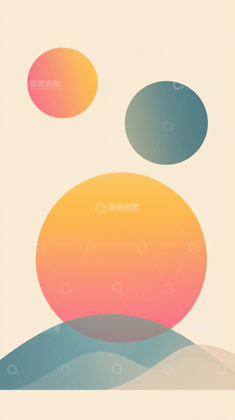 高清大图下载【趣麦麦图】极简主义抽象渐变色圆形背景