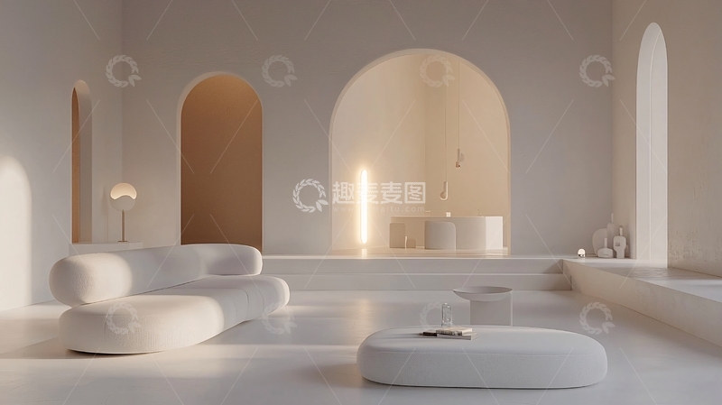 高清大图下载【趣麦麦图】极简白色现代客厅