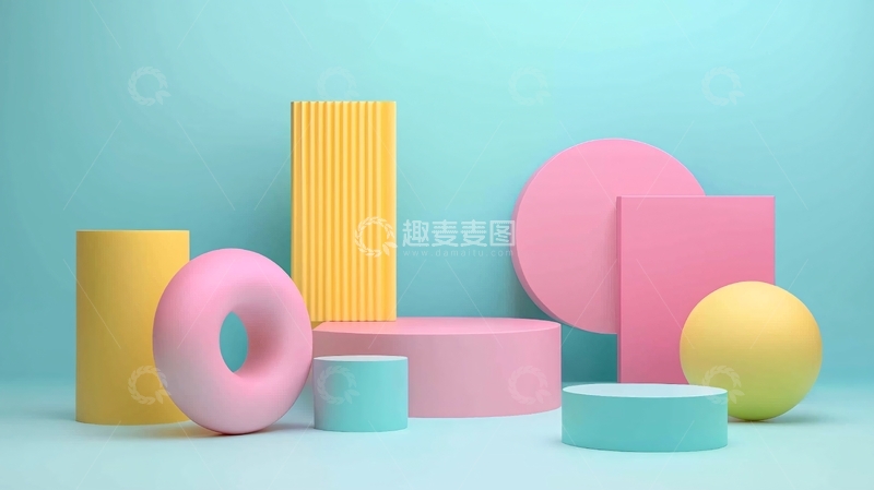 高清大图下载【趣麦麦图】淡雅色彩几何形状组合