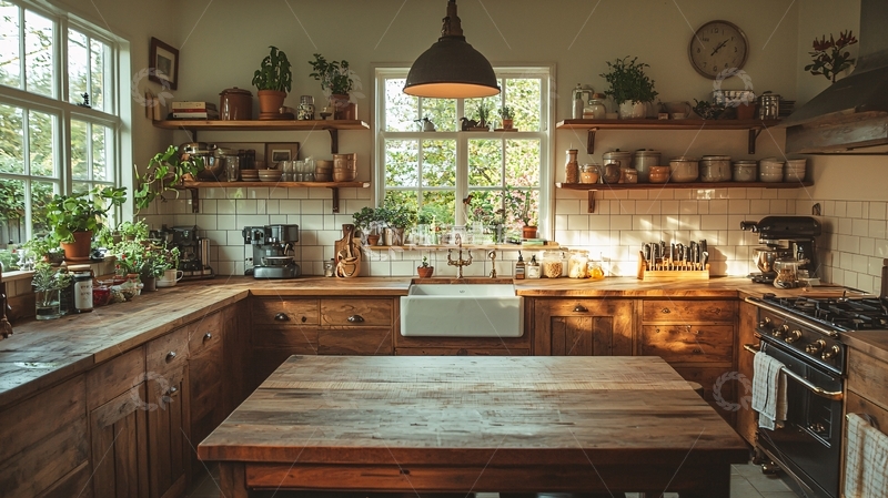 高清大图下载【趣麦麦图】温馨乡村风厨房