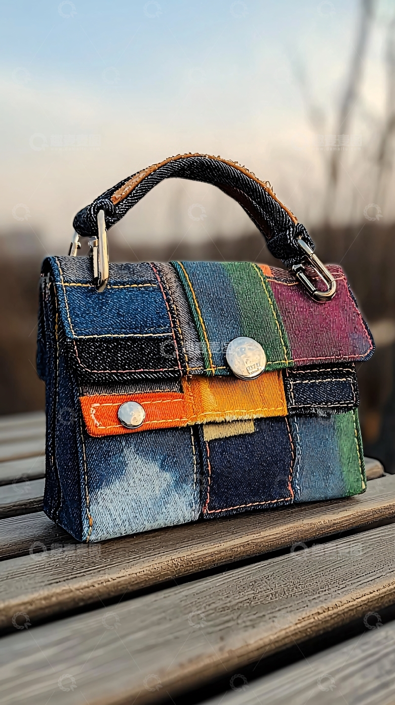 高清大图下载【趣麦麦图】拼接牛仔包