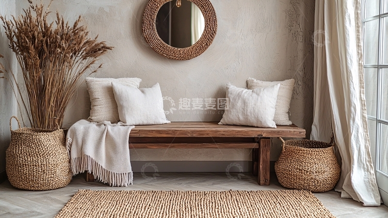 高清大图下载【趣麦麦图】原木长凳