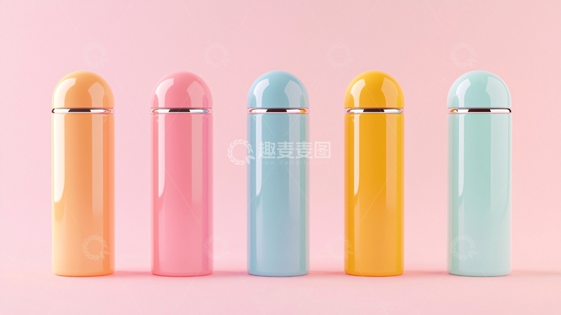 高清大图下载【趣麦麦图】粉色背景下五瓶彩色护手霜