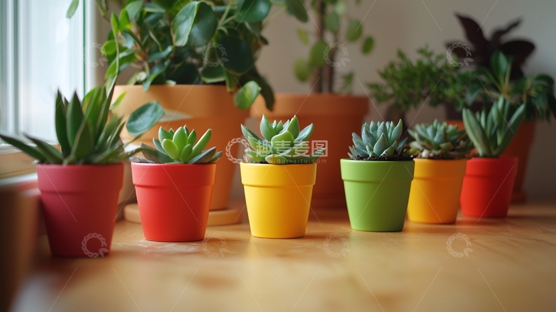 高清大图下载【趣麦麦图】彩色小盆栽