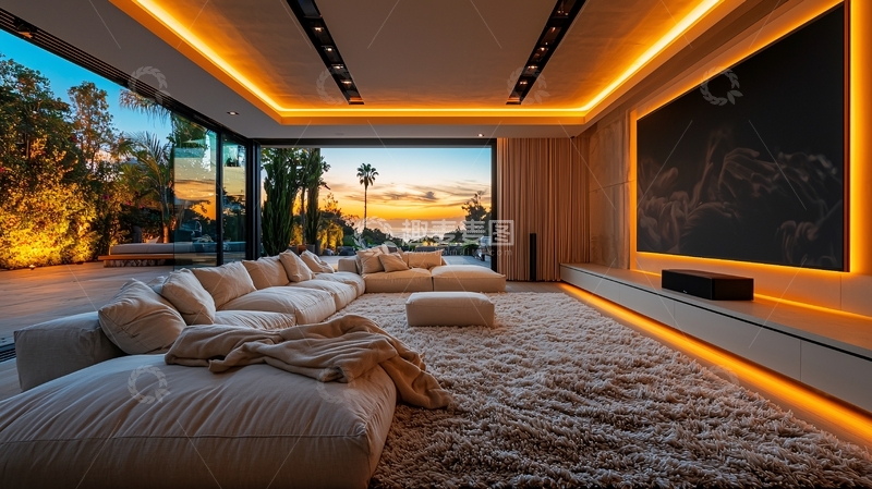 高清大图下载【趣麦麦图】现代简约别墅客厅