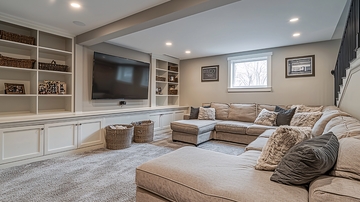 温馨客厅带有米色沙发