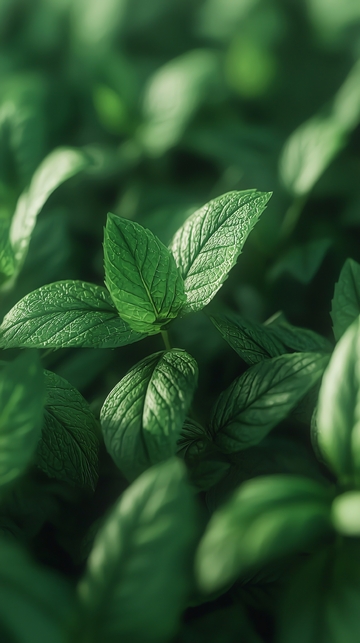 绿油油的薄荷叶特写