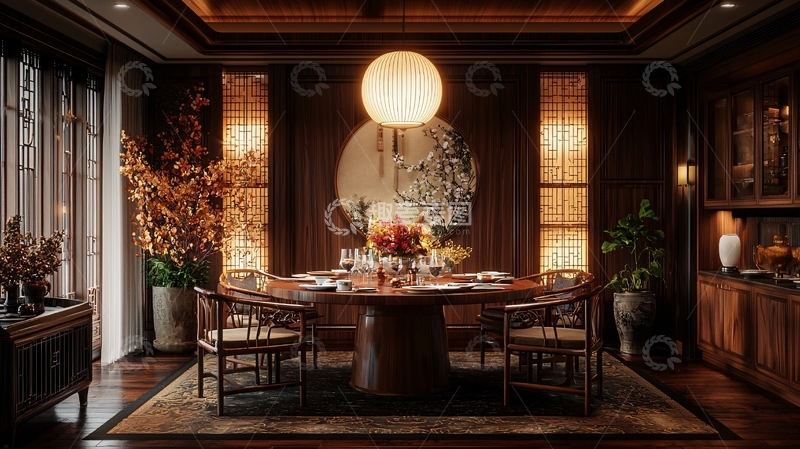 高清大图下载【趣麦麦图】中式典雅餐厅