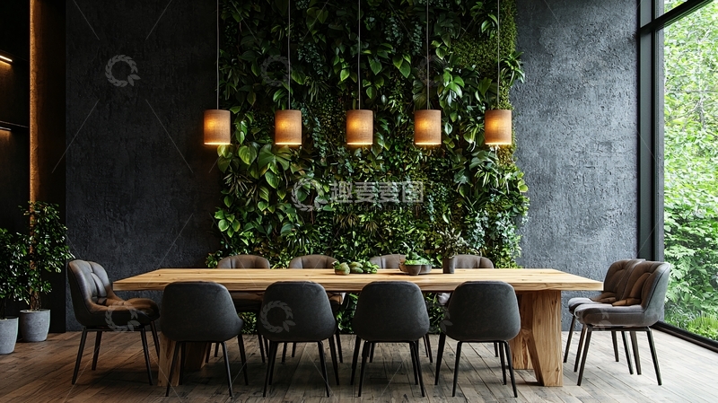高清大图下载【趣麦麦图】绿植墙餐厅设计