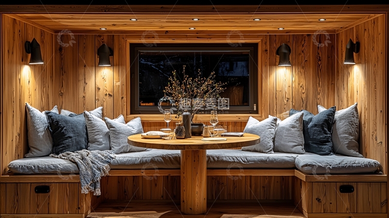 高清大图下载【趣麦麦图】温馨木质卡座餐厅