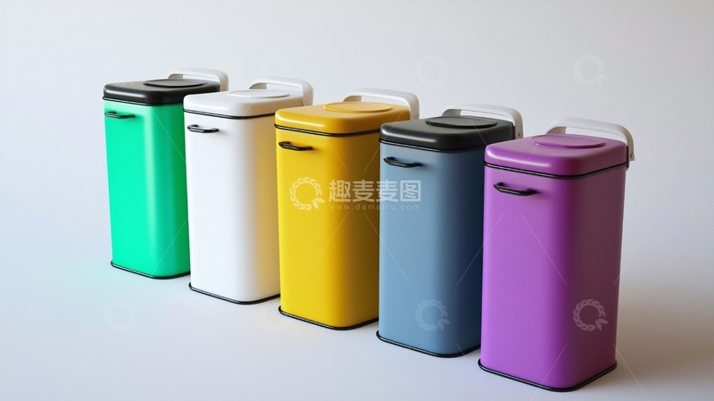 高清大图下载【趣麦麦图】彩色金属垃圾桶