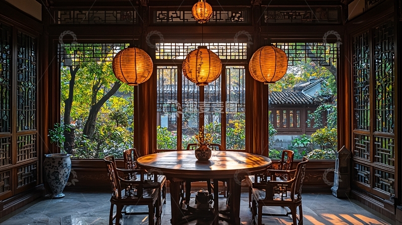 高清大图下载【趣麦麦图】中式古典房间内景