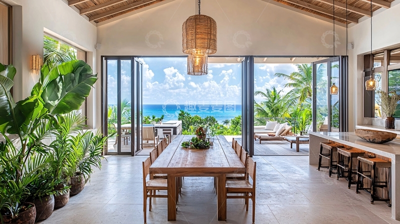 高清大图下载【趣麦麦图】海景别墅餐厅