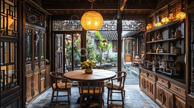 高清大图下载【趣麦麦图】中式庭院风格的室内
