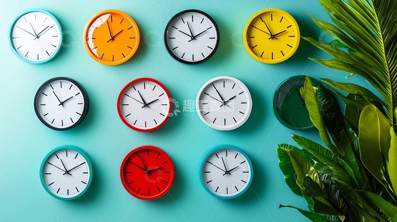 高清大图下载【趣麦麦图】彩色时钟墙